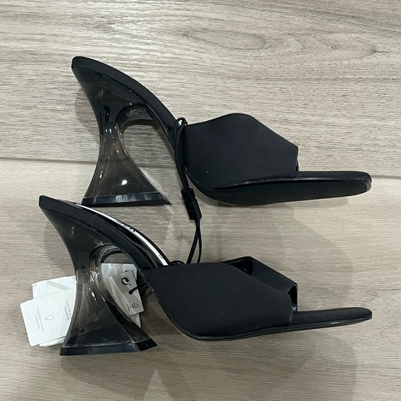 ZARA Heel Sandals Women’s 7.5 Black Methacrylate Open Toe 3663 - Picture 3 of 6